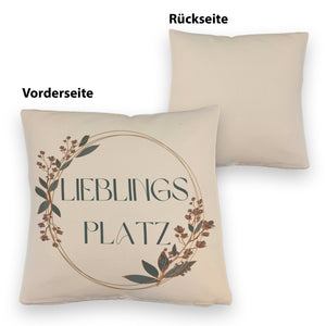 Lieblingsplatz Kissen mit Blumen Motiv für Freunde zum Geburtstag