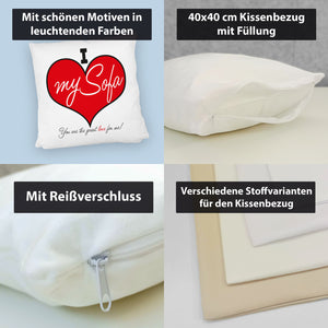 I love my Sofa Kissen zum Thema Faulenzer und Couchpotato