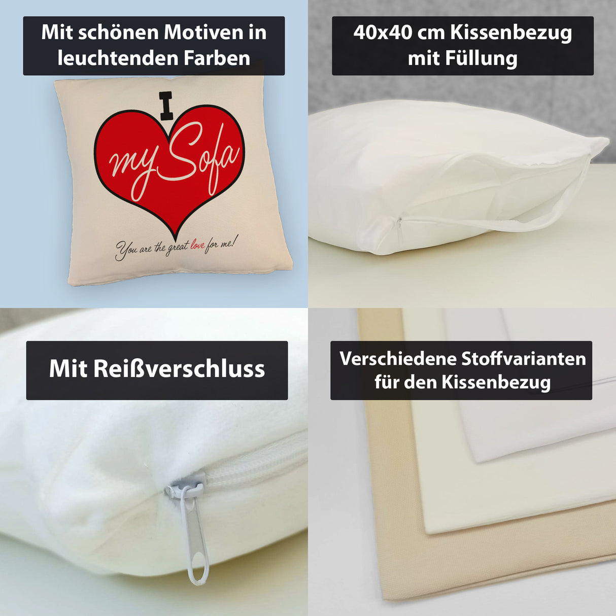 I love my Sofa Kissen zum Thema Faulenzer und Couchpotato