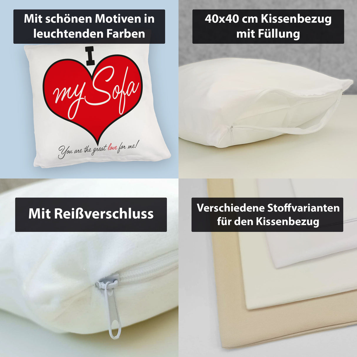 I love my Sofa Kissen zum Thema Faulenzer und Couchpotato