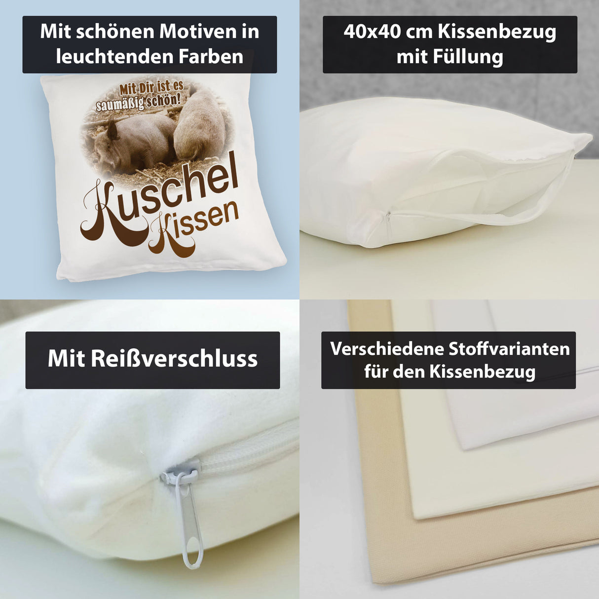Kuschel Kissen mit Spruch Mit Dir ist es saumäßig schön!