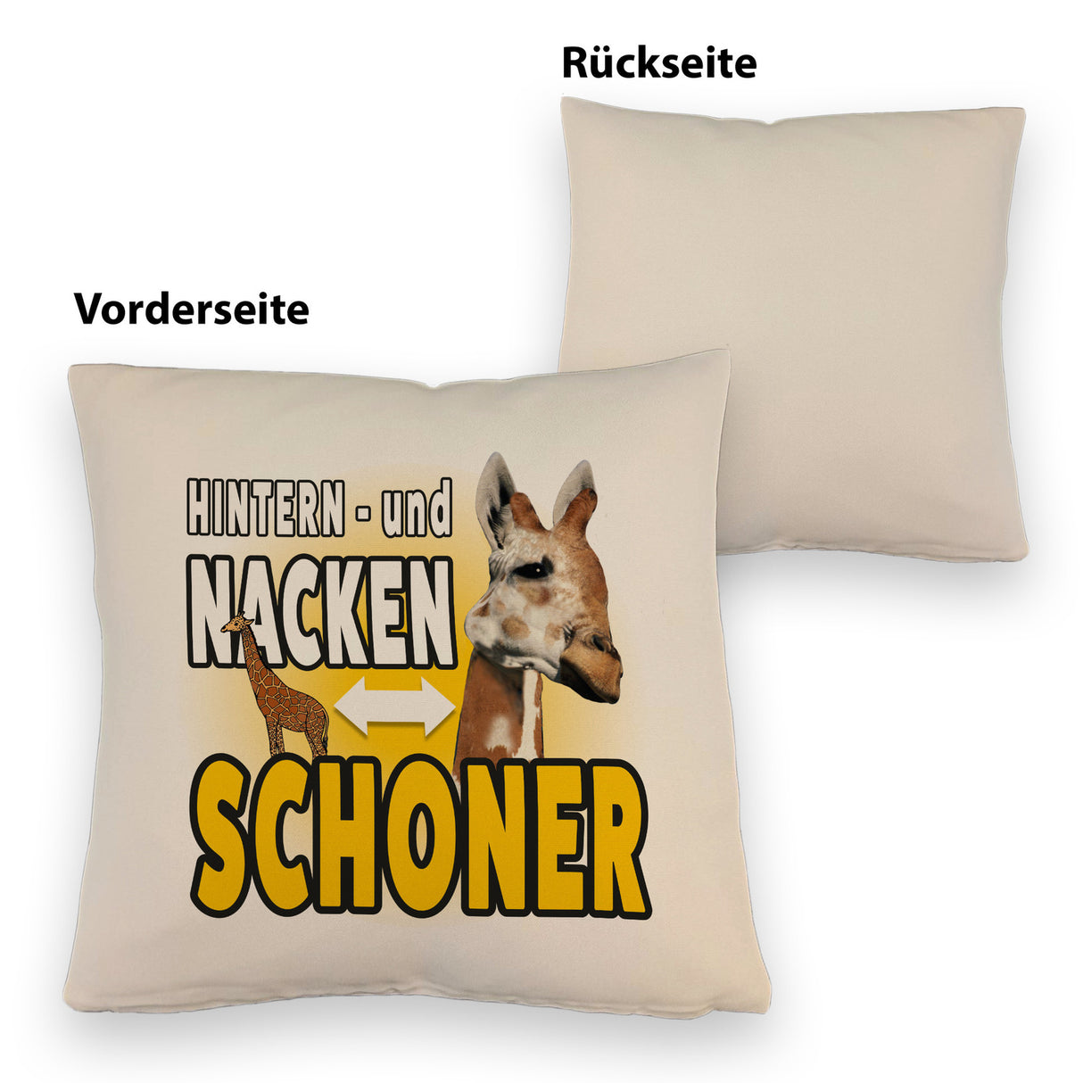 Giraffen Kissen mit Spruch Hintern- und Nackenschoner