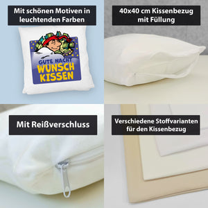 Wunsch Kissen mit Spruch Gute Nacht für traumhafte Erholung