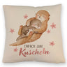 Otter Baby und Mutter Kissen mit Spruch Einfach zum Kuscheln