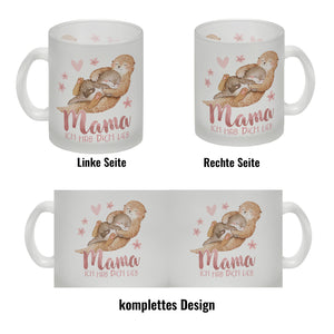 Otter Baby und Mutter Kaffeebecher mit Spruch Mama ich hab dich lieb