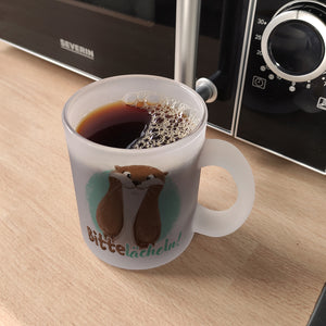 Lachender Otter Kaffeebecher mit Spruch Bitte lächeln