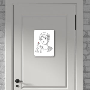 K-Pop Herz Zeichen Metallschild in 15x20 cm mit Manga Charakter in Farbe