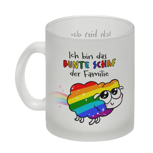 Das bunte Schaf der Familie in Pride-Farben Kaffeebecher mit Spruch