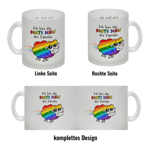 Das bunte Schaf der Familie in Pride-Farben Kaffeebecher mit Spruch