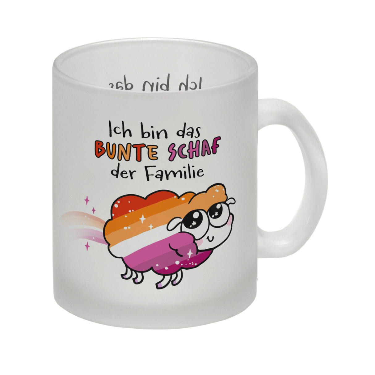 Das bunte Schaf der Familie in Pride-Farben Kaffeebecher mit Spruch