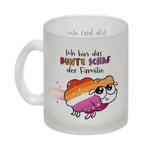 Das bunte Schaf der Familie in Pride-Farben Kaffeebecher mit Spruch