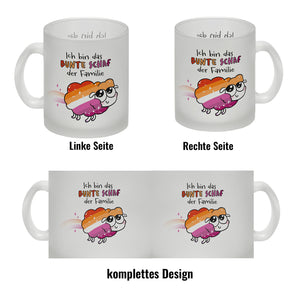 Das bunte Schaf der Familie in Pride-Farben Kaffeebecher mit Spruch