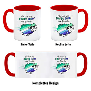 Das bunte Schaf der Familie in Pride-Farben Kaffeebecher mit Spruch
