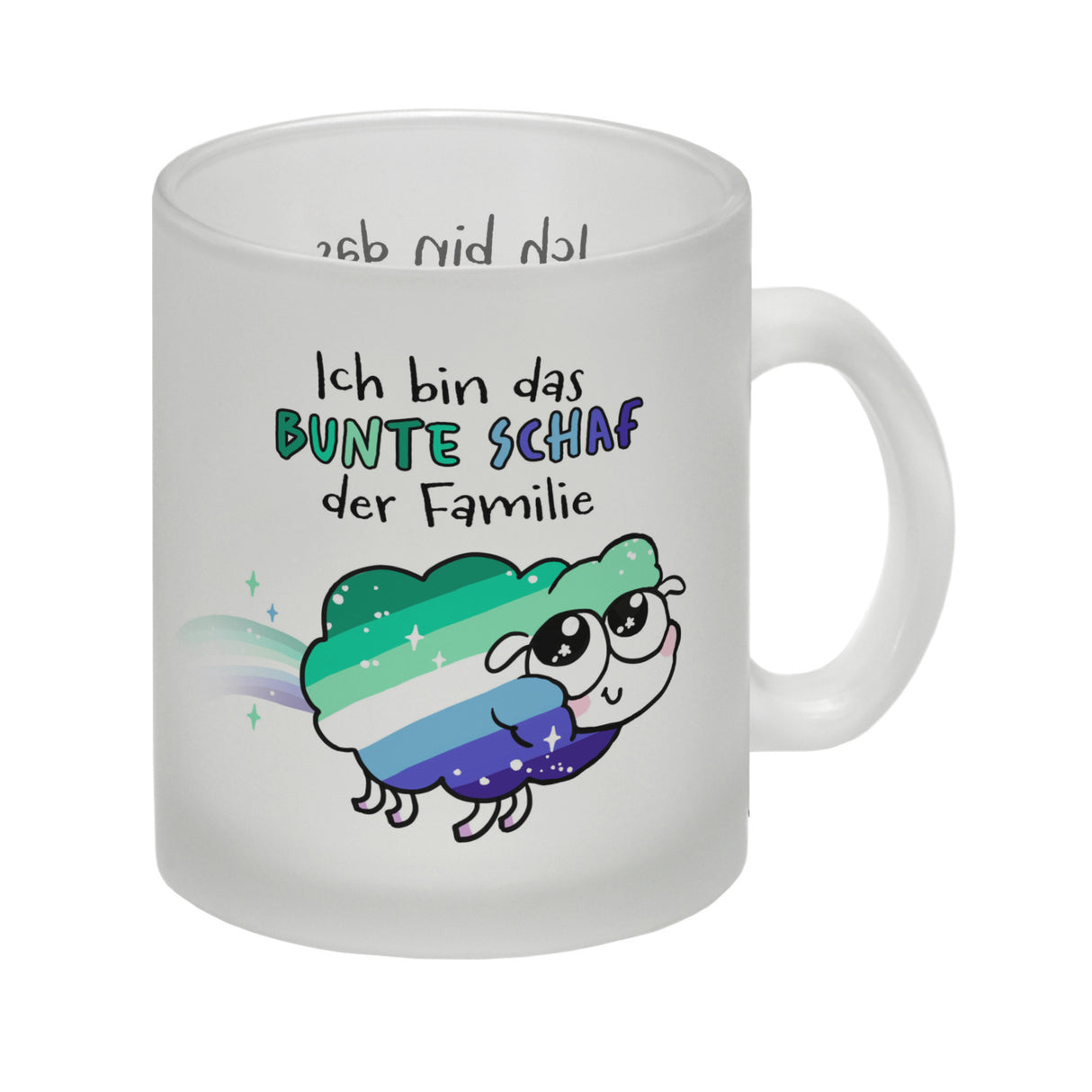 Das bunte Schaf der Familie in Pride-Farben Kaffeebecher mit Spruch