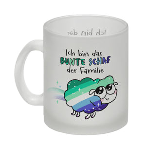 Das bunte Schaf der Familie in Pride-Farben Kaffeebecher mit Spruch
