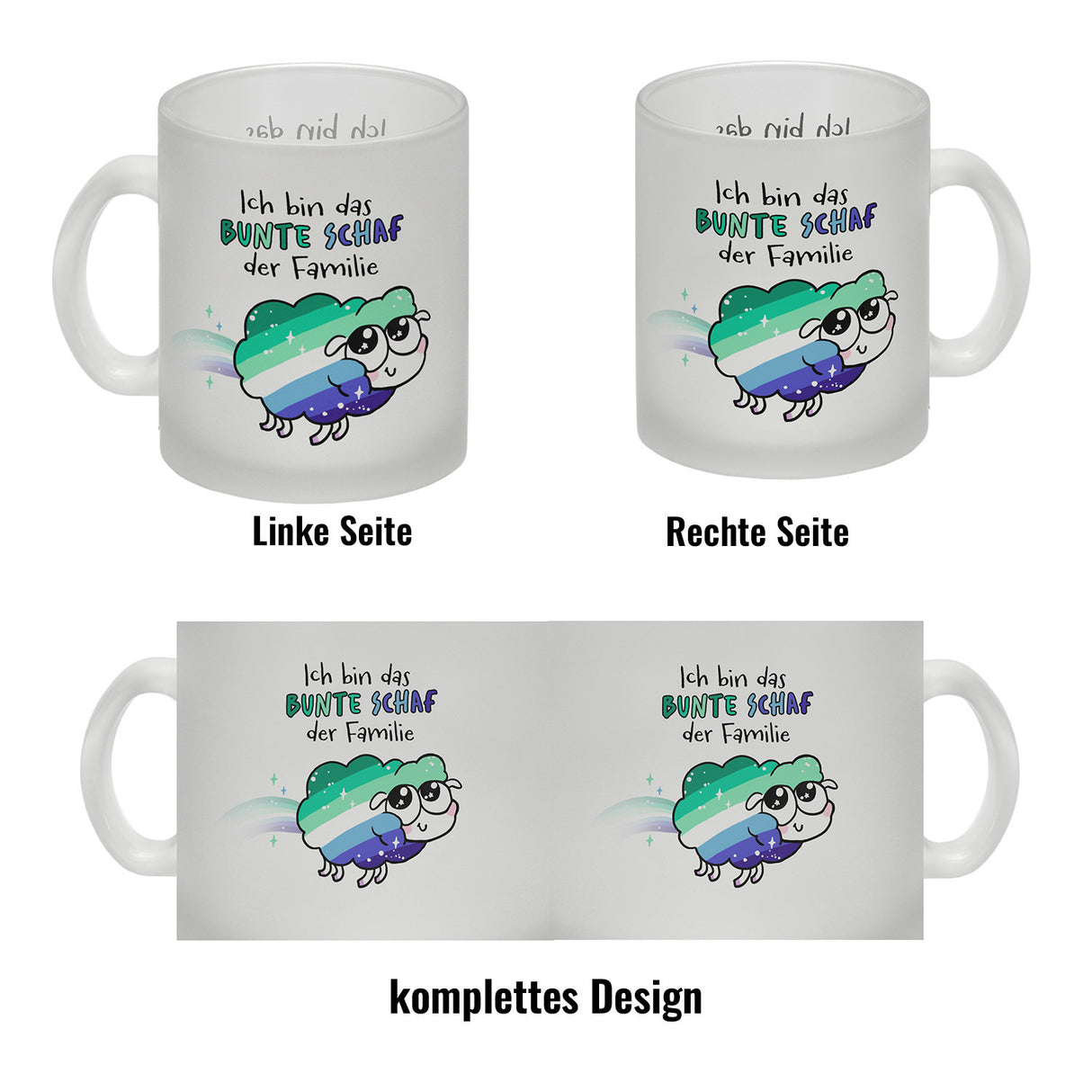 Das bunte Schaf der Familie in Pride-Farben Kaffeebecher mit Spruch