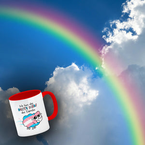 Das bunte Schaf der Familie in Pride-Farben Kaffeebecher mit Spruch