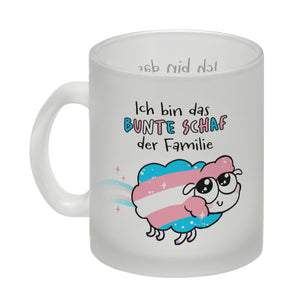 Das bunte Schaf der Familie in Pride-Farben Kaffeebecher mit Spruch