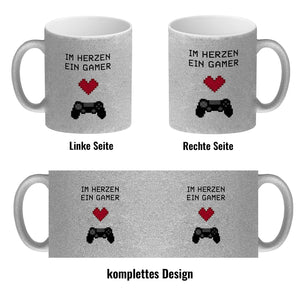 Game Controller Kaffeebecher mit Spruch Im Herzen ein Gamer