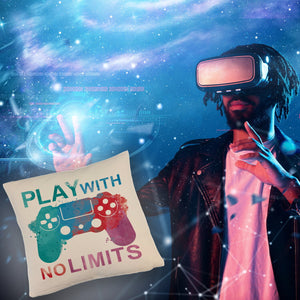 Game Controller Kissen mit Spruch Play with no limits