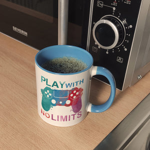 Game Controller Kaffeebecher mit Spruch Play with no limits