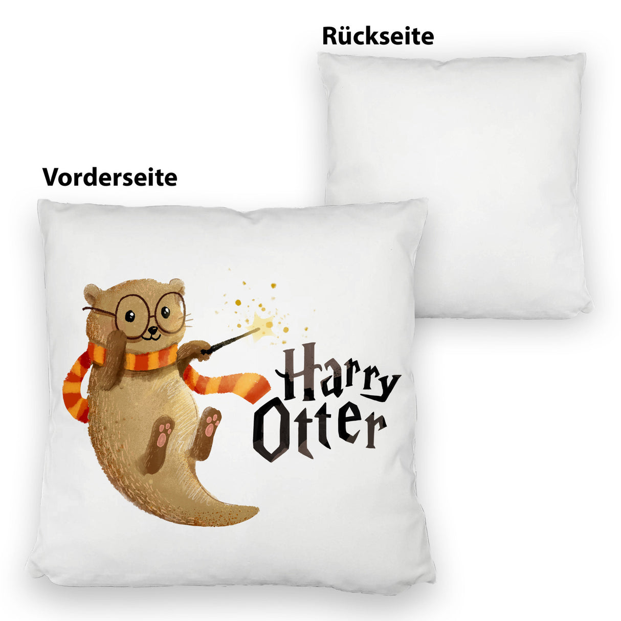 Harry Otter mit Zauberstab Kissen mit Spruch