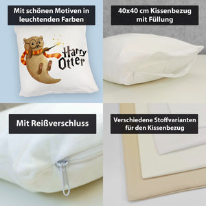 Harry Otter mit Zauberstab Kissen mit Spruch
