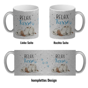 Relaxter Hund Kaffeebecher mit Spruch Relax Tasse