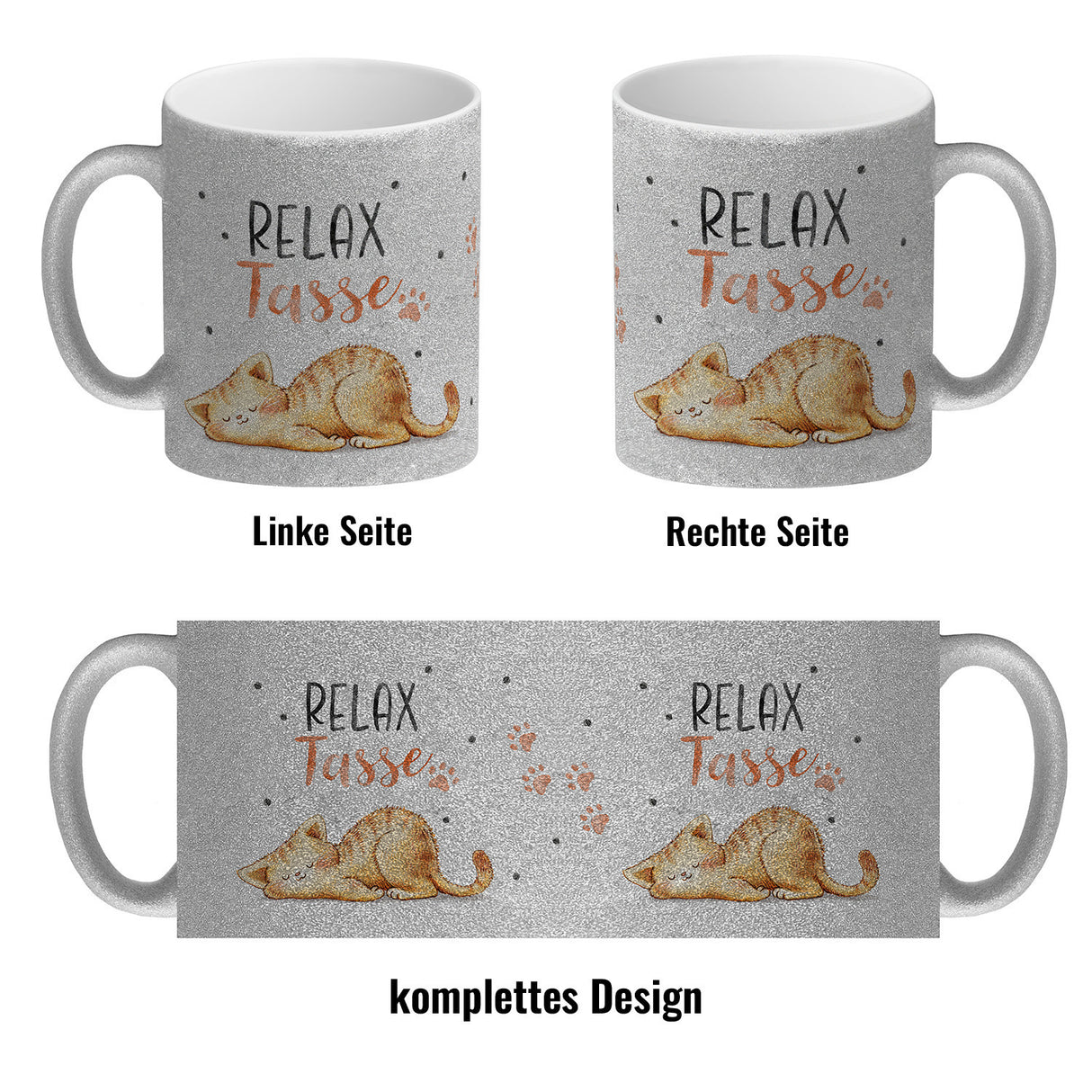 Relaxte Katze Kaffeebecher mit Spruch Relax Tasse