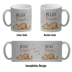Relaxte Katze Kaffeebecher mit Spruch Relax Tasse