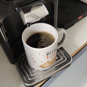 Relaxte Katze Kaffeebecher mit Spruch Relax Tasse