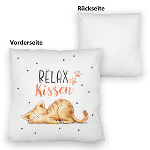Relaxte Katze Kissen mit Spruch Relax Kissen