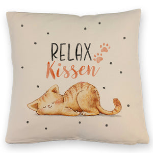 Relaxte Katze Kissen mit Spruch Relax Kissen