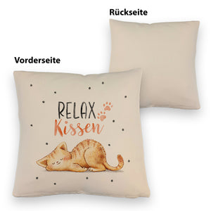Relaxte Katze Kissen mit Spruch Relax Kissen