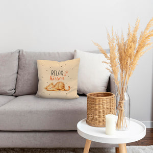 Relaxte Katze Kissen mit Spruch Relax Kissen