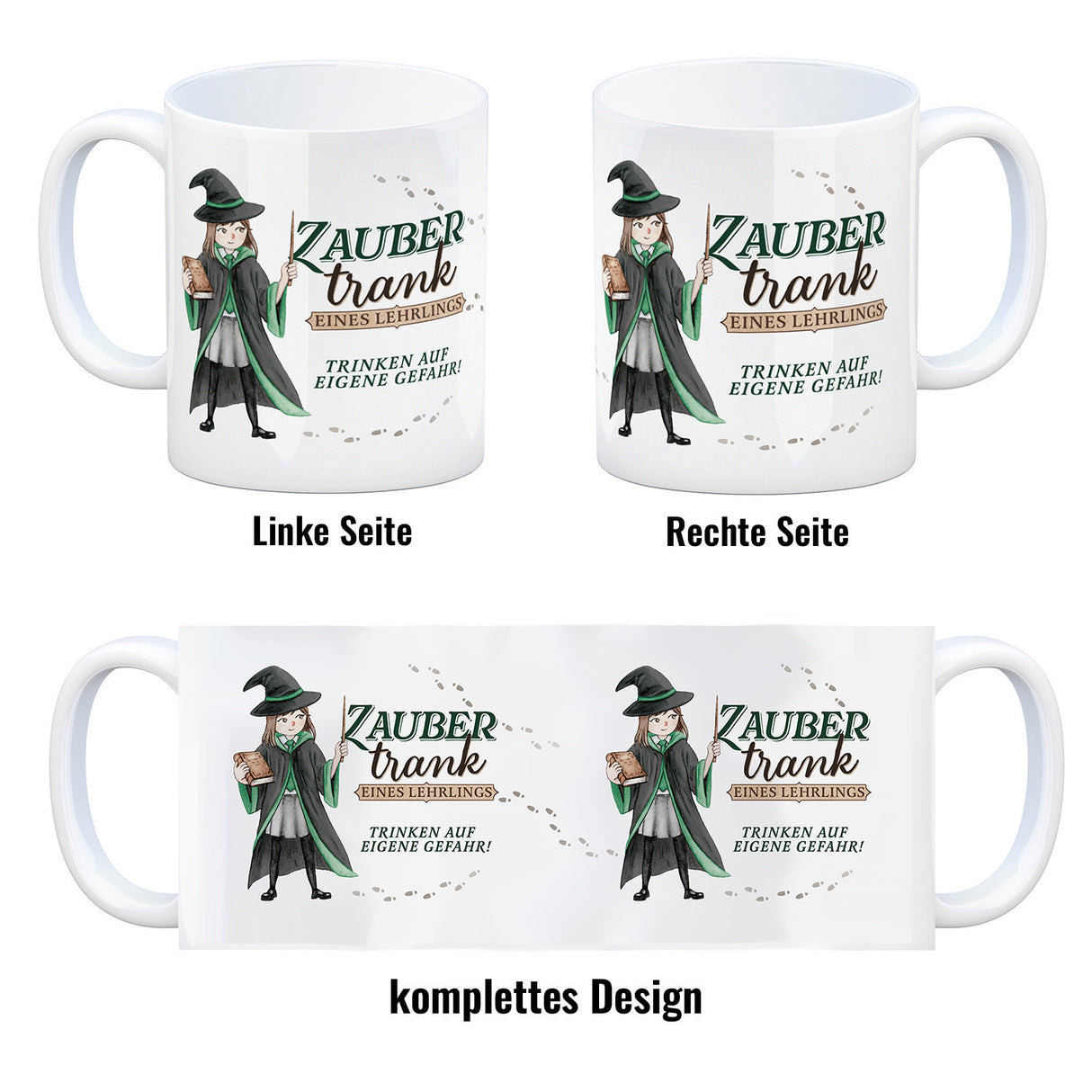 Zaubertrank Kaffeebecher mit Zauberschülerin