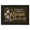 Zauberlehrling Fußmatte in 35x50 cm mit Zauberschülerin mit dunklem Hintergrund