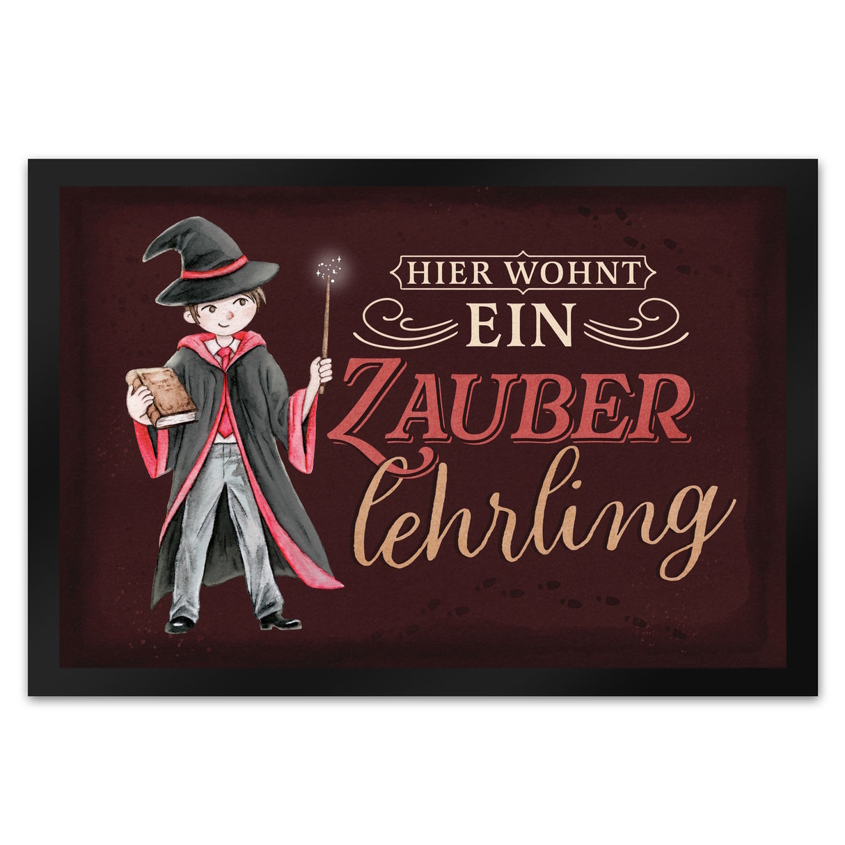 Zauberlehrling Fußmatte in 35x50 cm mit Zauberschüler mit dunklem Hintergrund