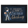 Zauberlehrling Fußmatte in 35x50 cm mit Zauberschüler mit dunklem Hintergrund