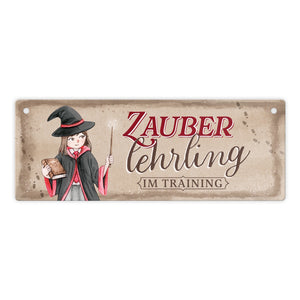 Zauberlehrling im Training Metallschild mit Zauberschülerin