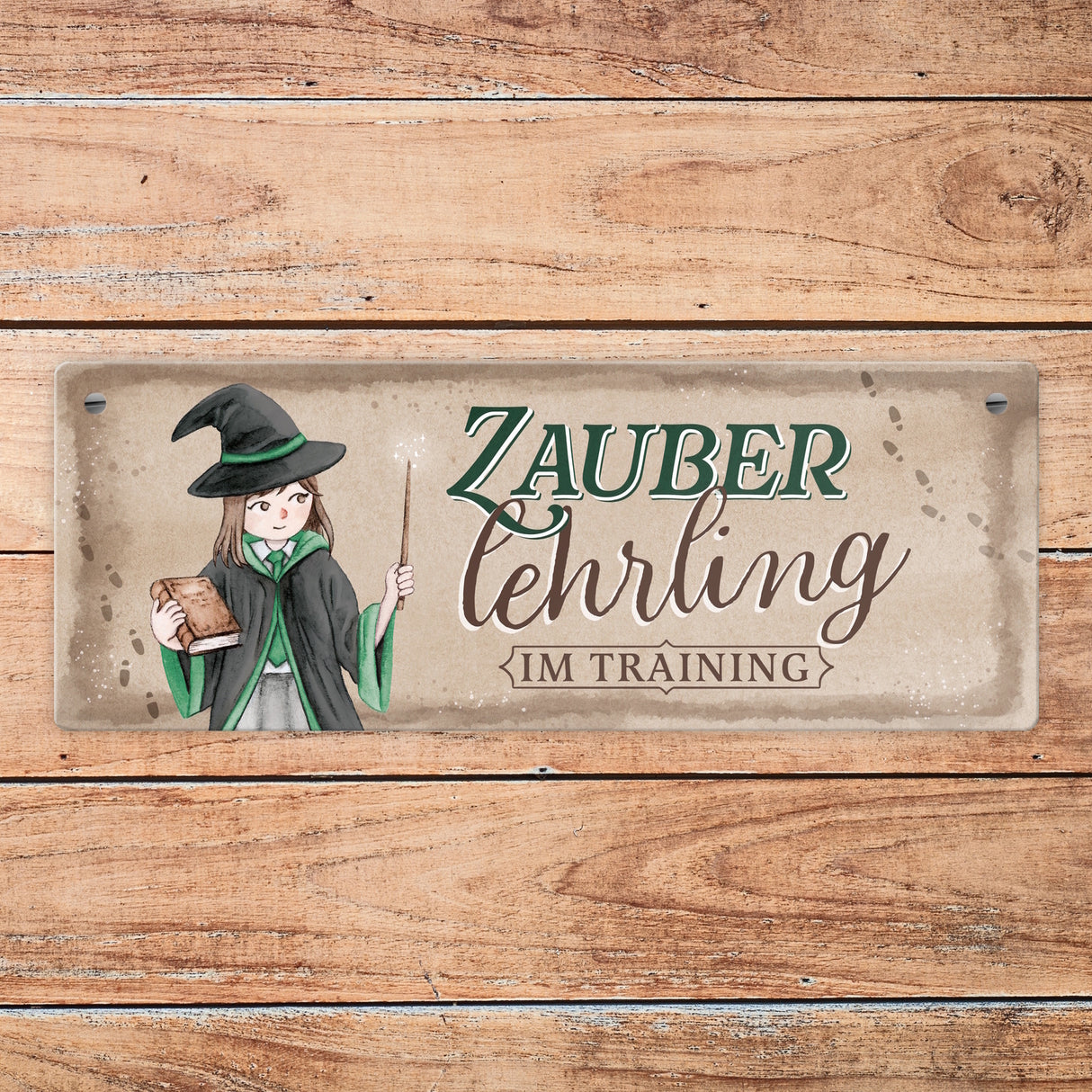 Zauberlehrling im Training Metallschild mit Zauberschülerin