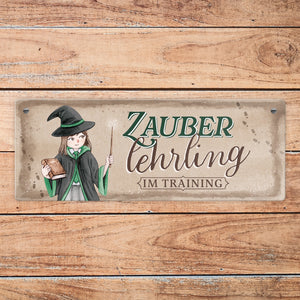 Zauberlehrling im Training Metallschild mit Zauberschülerin