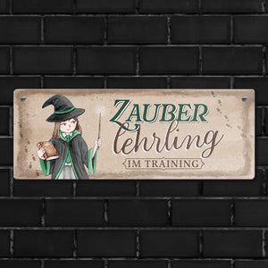 Zauberlehrling im Training Metallschild mit Zauberschülerin