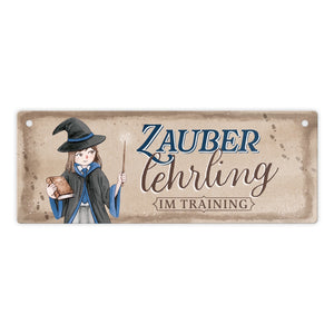 Zauberlehrling im Training Metallschild mit Zauberschülerin