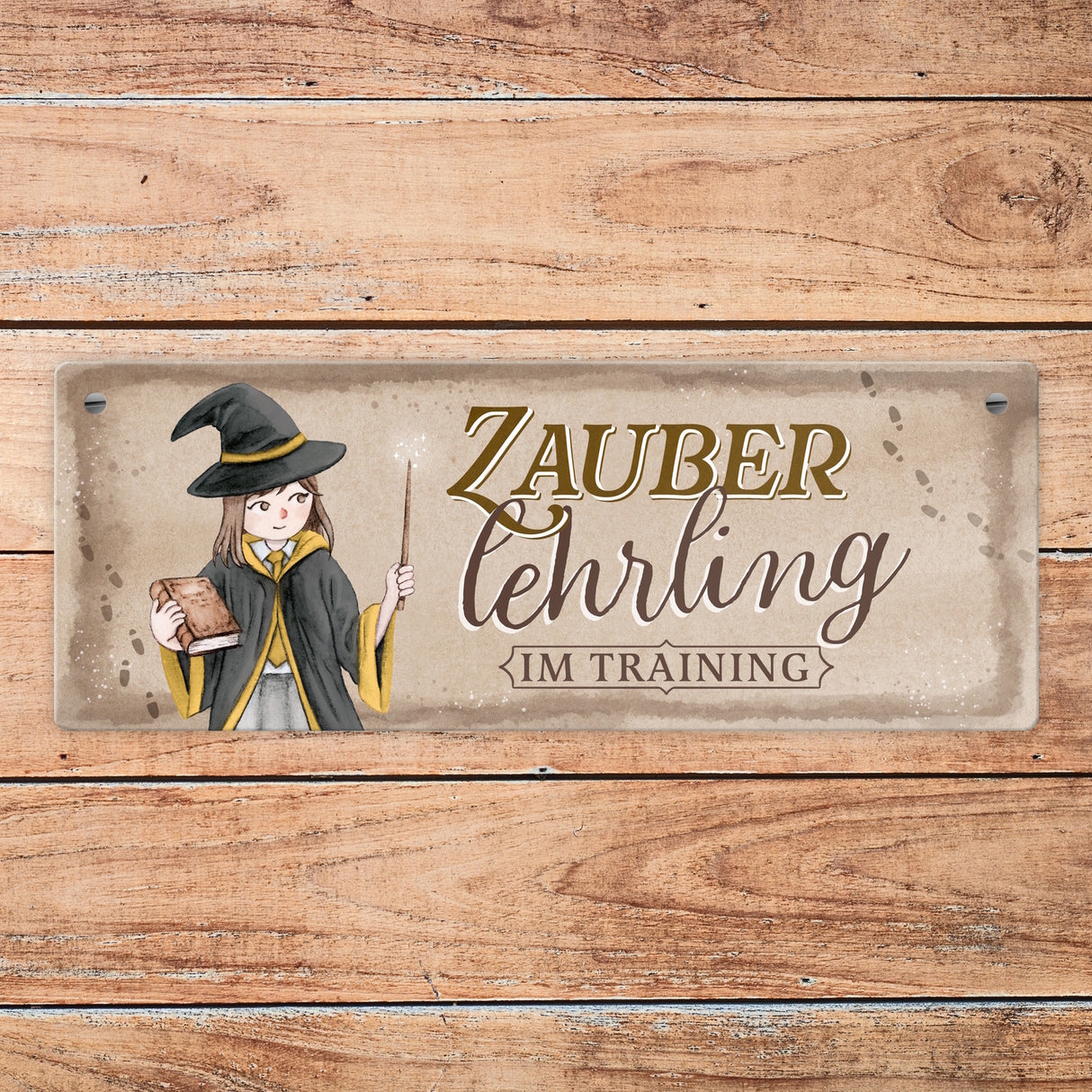 Zauberlehrling im Training Metallschild mit Zauberschülerin