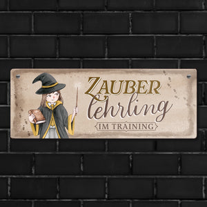 Zauberlehrling im Training Metallschild mit Zauberschülerin