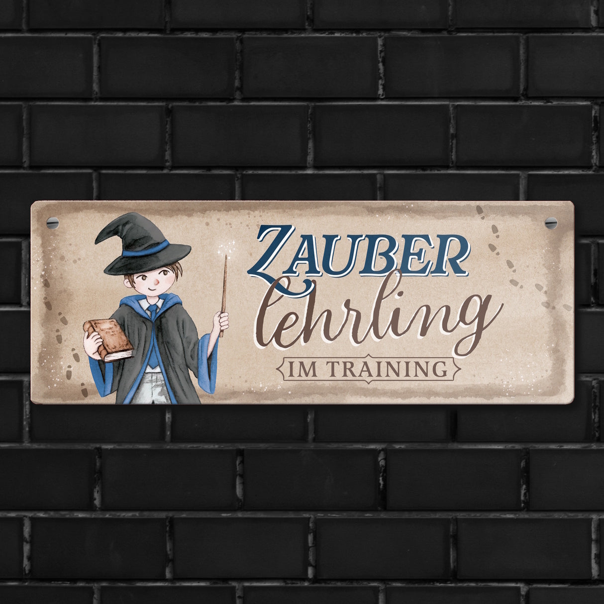 Zauberlehrling im Training Metallschild mit Zauberschüler