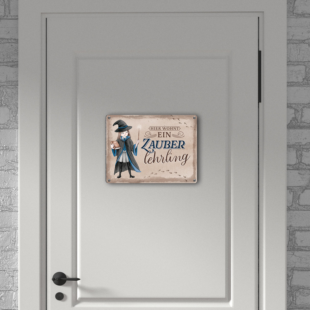 Zauberschülerin Metallschild in 15x20 cm mit Spruch Hier wohnt ein Zauberlehrling