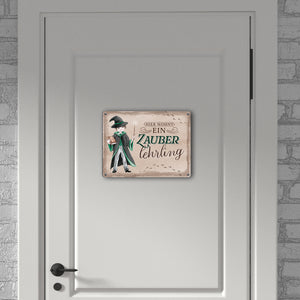 Zauberschüler Metallschild in 15x20 cm mit Spruch Hier wohnt ein Zauberlehrling