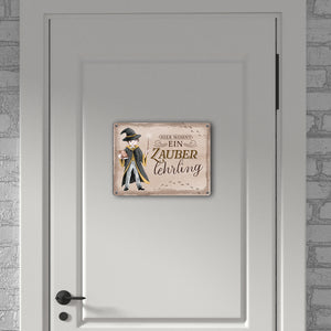 Zauberschüler Metallschild in 15x20 cm mit Spruch Hier wohnt ein Zauberlehrling